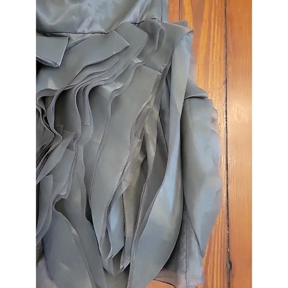 White by Vera Wang Womens 16  Gray Chiffon One Shoulder Party Dress  Rosette - Picture 4 of 13